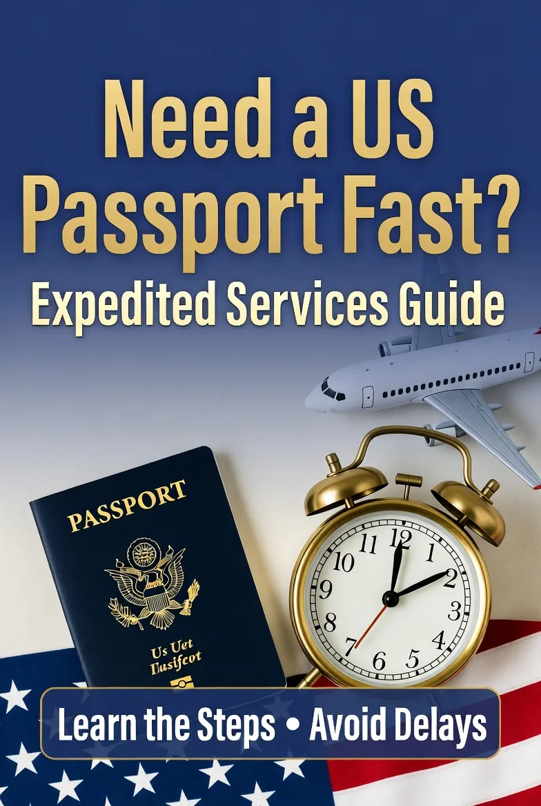 Need a US Passport Fast — Expedited Services Guide with passport and alarm clock